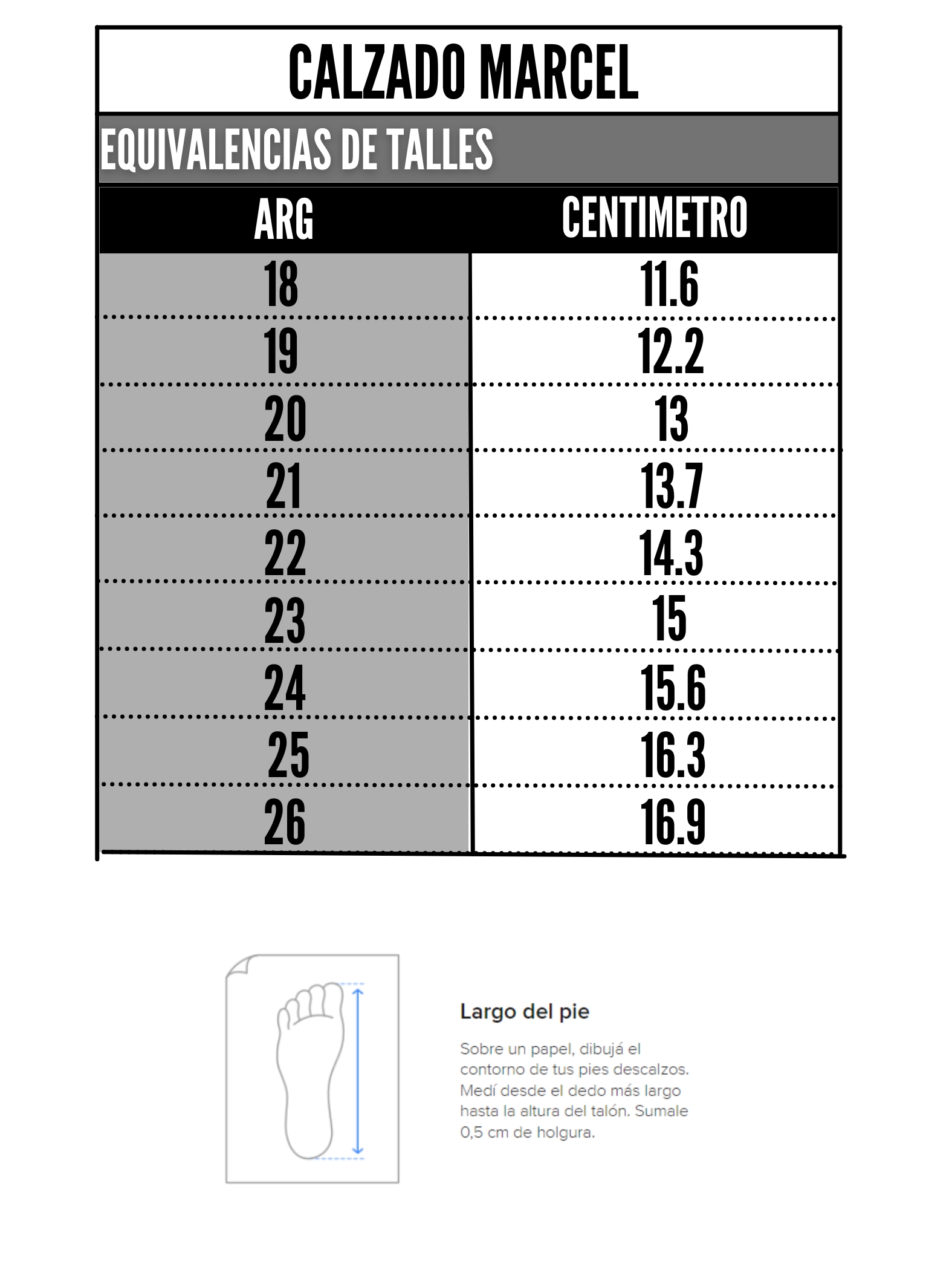 Tabla de talles