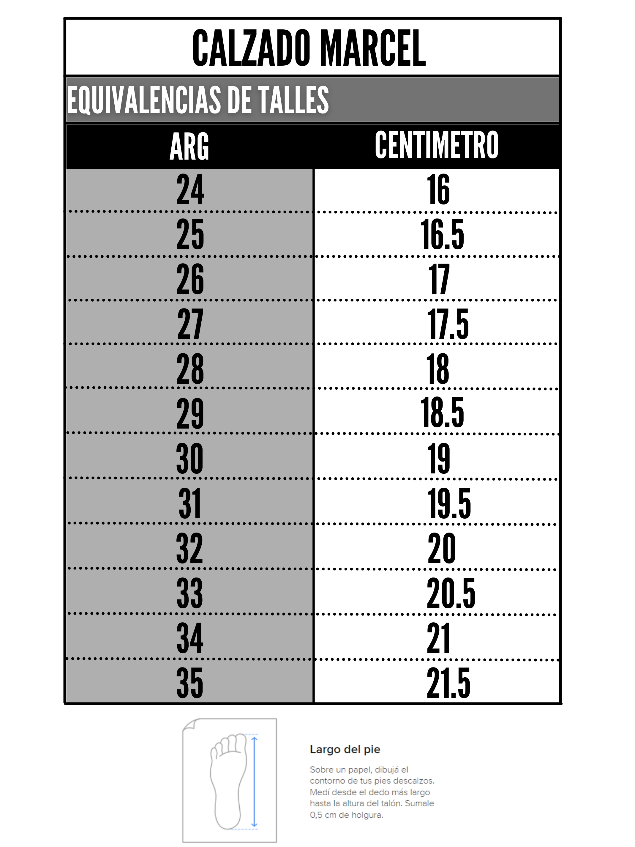 Tabla de talles