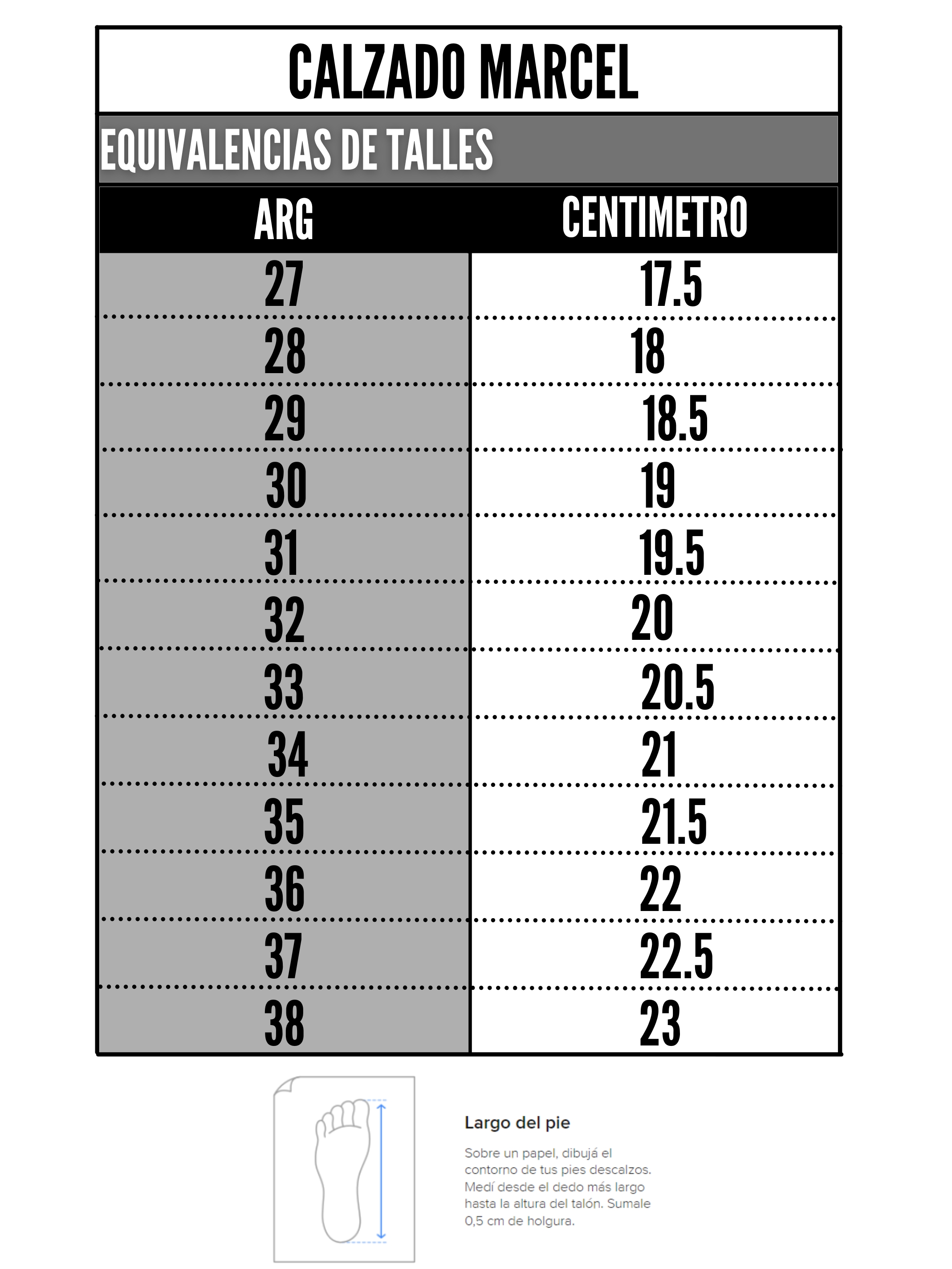 Tabla de talles